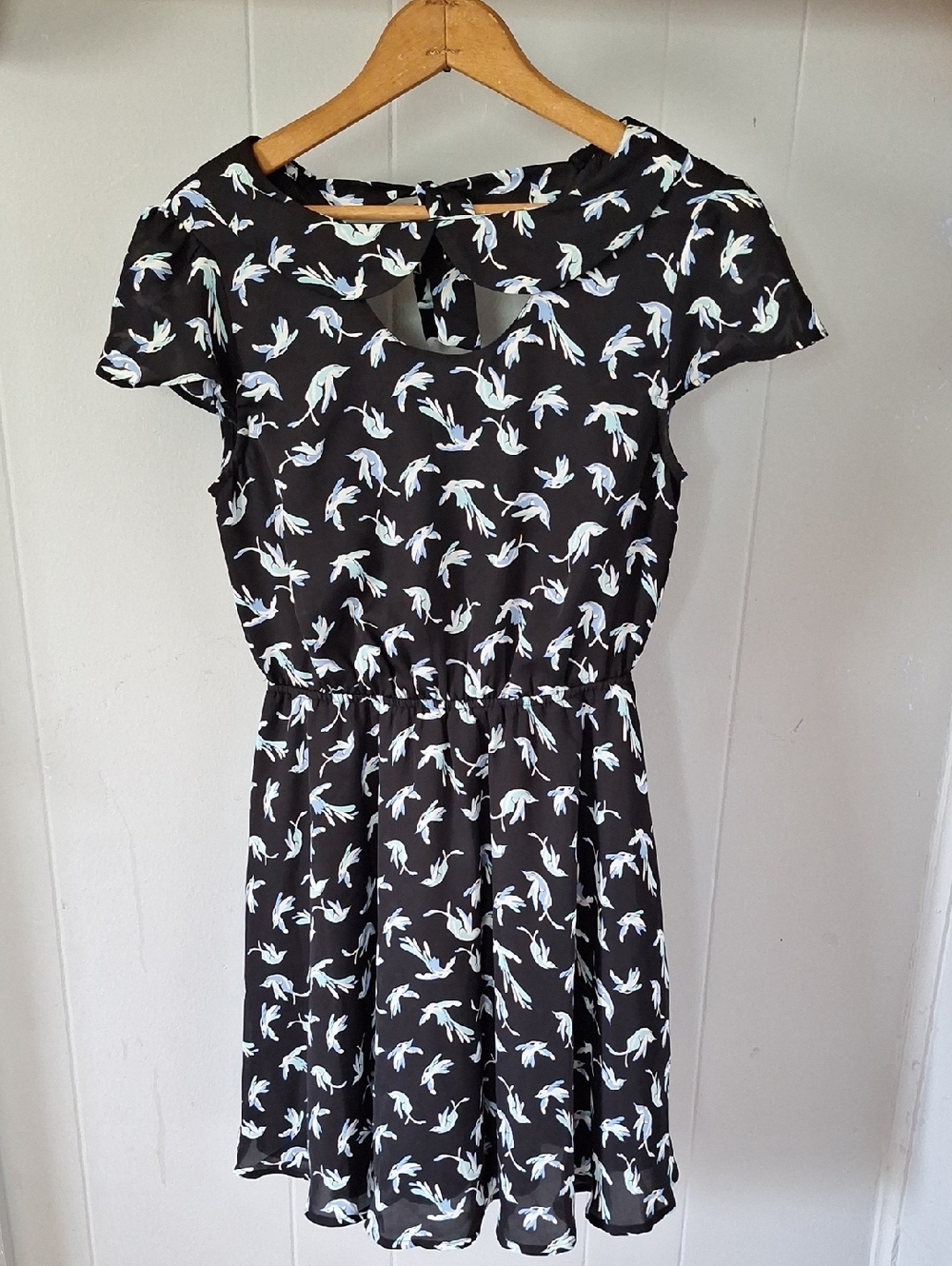LC Lauren Conrad Black Dress with Blue Floral Accents